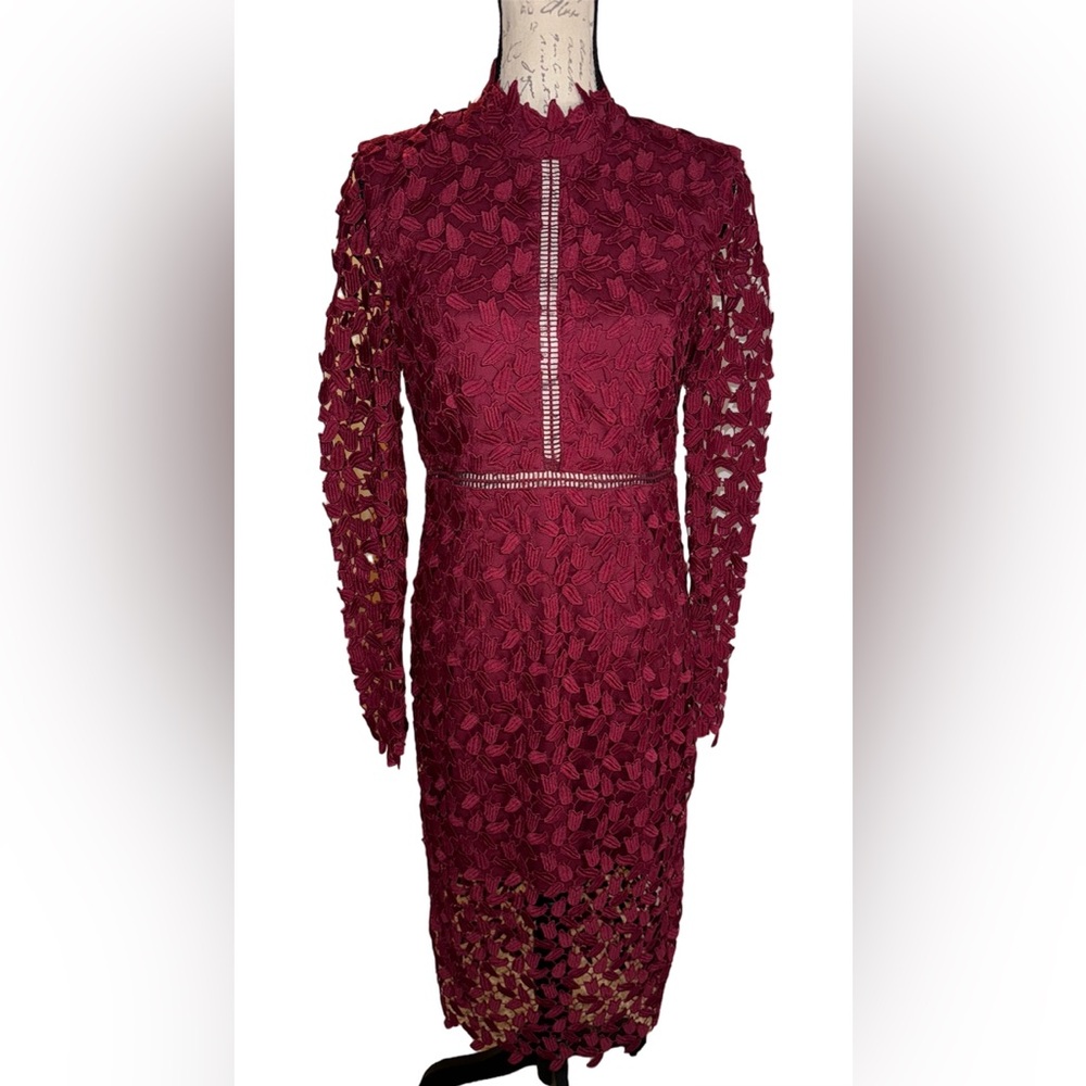 Bardot Burgundy Lace Midi Dress